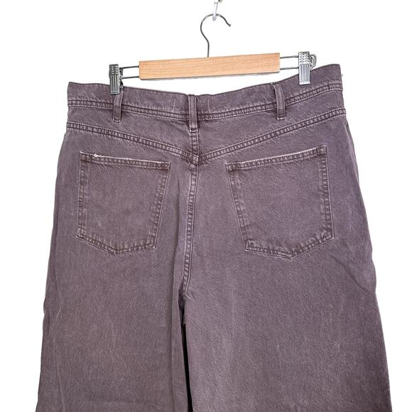 Free People Ultra Wide Leg Slouchy Denim Frayed Button Fly Jeans Purple Brown 32 - Picture 4 of 14